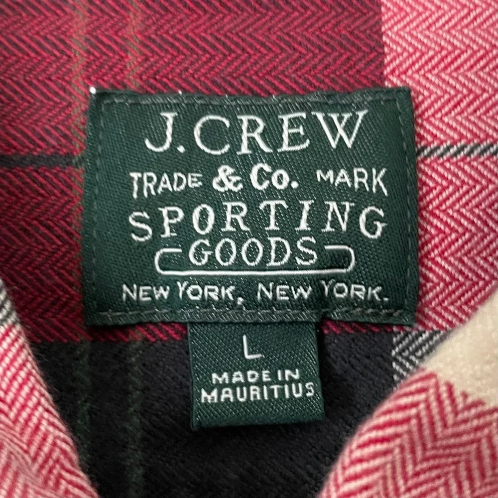 J. Crew Shirt Mens Large Red‎ Black Buffalo Plaid Flannel Long Sleeve Button Up